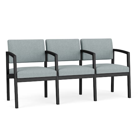 Lesro Lenox Steel 3 Seater with Center Arms, Ash (Blue) Seat, Ash Back, 64.5 W 24.5 L 32 H LS3103